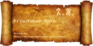 Kriszhaber Máté névjegykártya